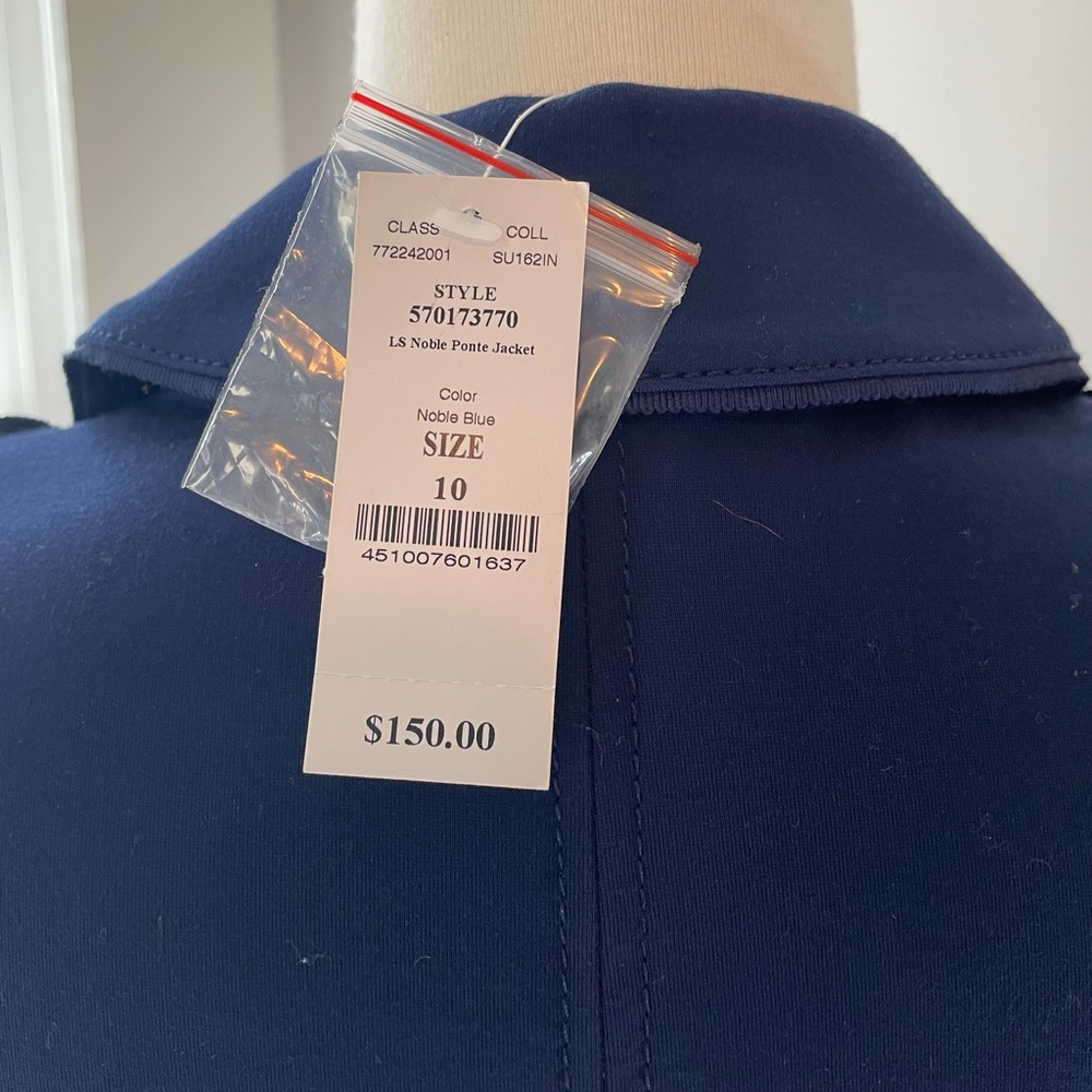 White House Black Market LS Noble Ponte Jacket, Navy Blue Size 10 - Picture 3 of 3